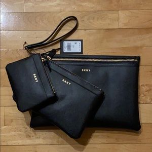 NWT Dkny Vela Triple Wristlet Pouch Set